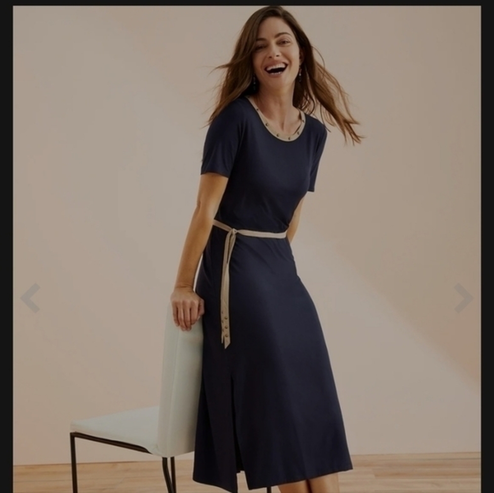 NWT CHICO'S Navy midi dress